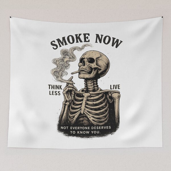 Item preview, Smoke Now Think Less Skeleton Dark Humor Vintage designed and sold by T-ShirtTerrace.