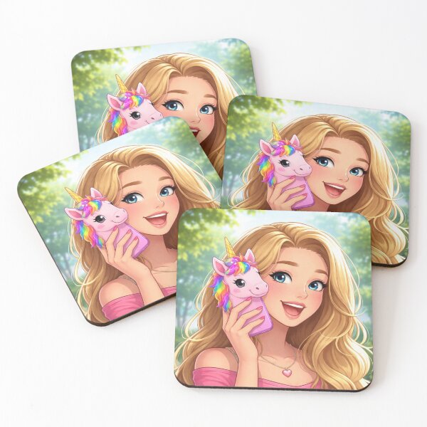 Item preview, Cute Cartoon Girl Holding a Unicorn Phone – Kawaii Girly Aesthetic Design designed and sold by Cartoon art with a purpose ❤️ Supporting Althea’s friends .