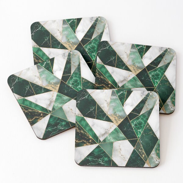 Item preview, Emerald Marble Geometric Gold Triangle Luxury Pattern designed and sold by Aureva Arts Shop.