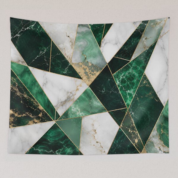 Item preview, Emerald Marble Geometric Gold Triangle Luxury Pattern designed and sold by Aureva Arts Shop.