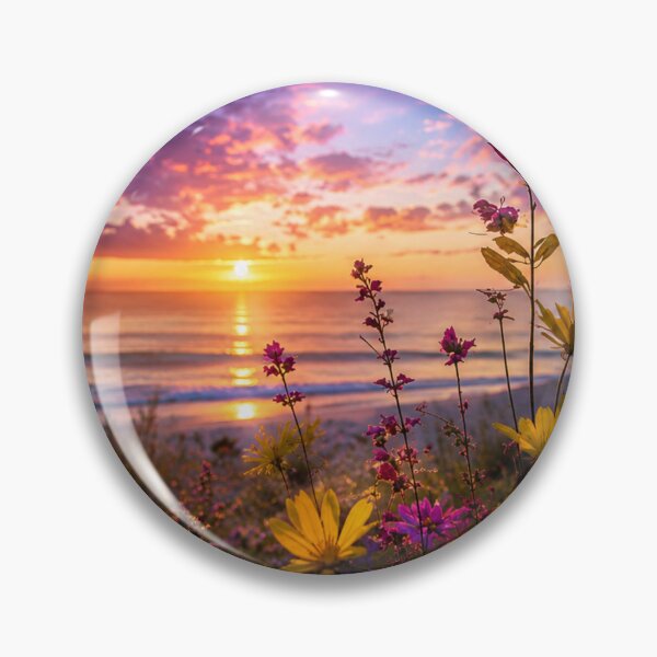 Item preview, Wildflower Meadow by the Ocean at Sunset – Vibrant Coastal Nature Landscape designed and sold by Wild Bloom Paws.