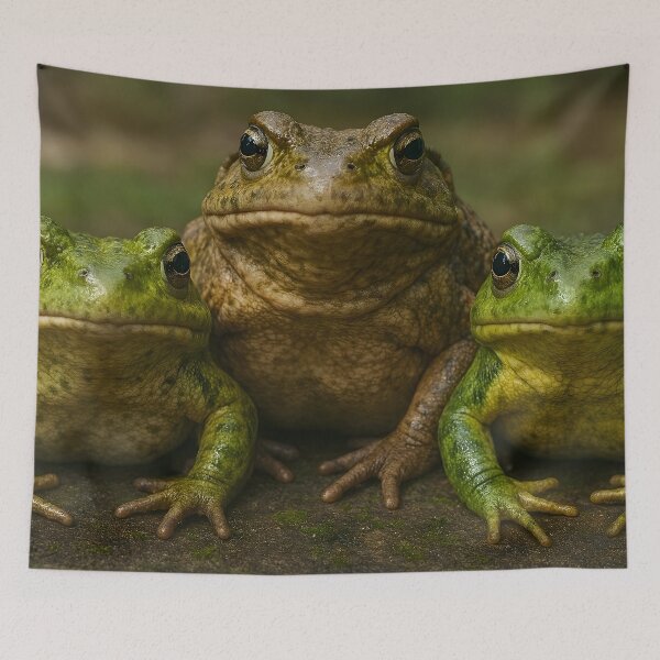 Item preview, Three Frogs Close Up Wildlife Nature Portrait designed and sold by PandaTShirtShop.