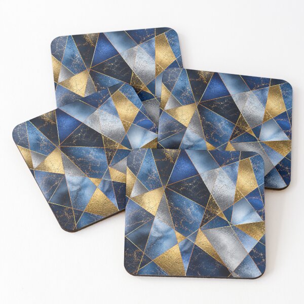 Item preview, Navy Blue Gold Geometric Art Deco Pattern designed and sold by Aureva Arts Shop.