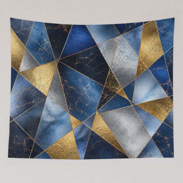 Item preview, Navy Blue Gold Geometric Art Deco Pattern designed and sold by Aureva Arts Shop.