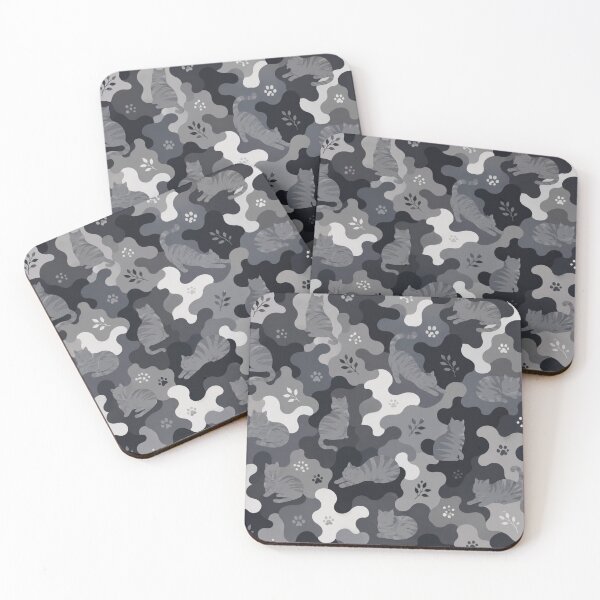 Item preview, Monochrome Gray Cat Camouflage Pattern designed and sold by Mindworx21.