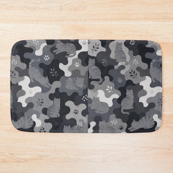 Item preview, Monochrome Gray Cat Camouflage Pattern designed and sold by Mindworx21.
