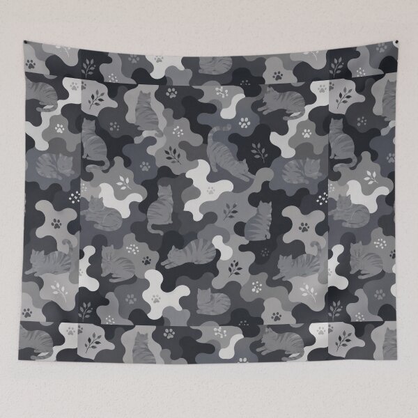 Item preview, Monochrome Gray Cat Camouflage Pattern designed and sold by Mindworx21.