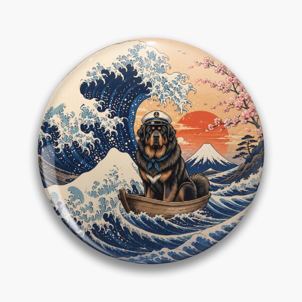 Item preview, Funny Tibetan Mastiff Captain Japanese Kanagawa Wave Japan Boat Mom Dad Kids designed and sold by FurryHavenPH.