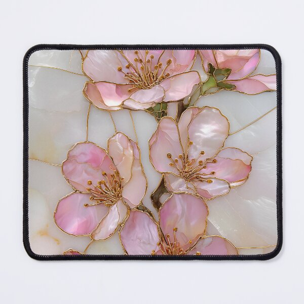 Item preview, Pink Cherry Blossom Stained Glass | Gold Floral Art | Elegant Sakura Design | Pearl Marble Aesthetic | Botanical Nature  designed and sold by happywkndclub.