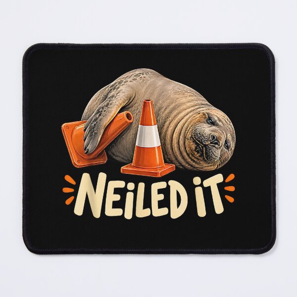 Item preview, Neiled It Neil The Seal Cute Elephant Seal With Traffic Cone designed and sold by Rahamkshop.