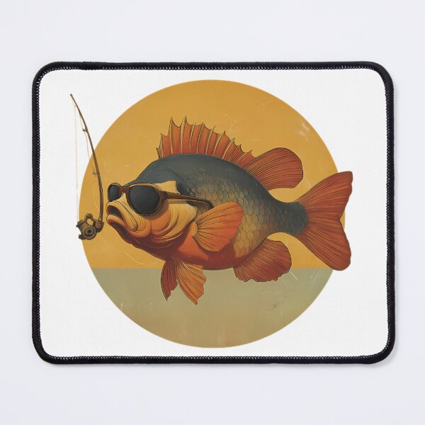 Item preview, Cool Retro Fisherman Fish with Sunglasses & Fishing Rod - Funny Angler designed and sold by NoFishToday.