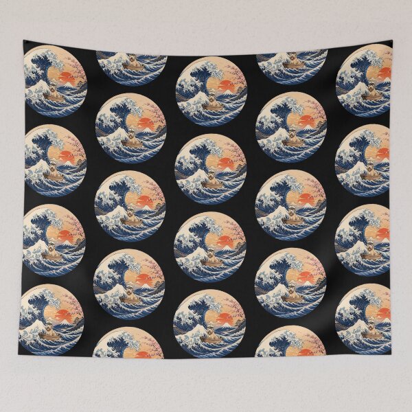 Item preview, Funny Soft Coated Wheaten Terrier Captain Japanese Kanagawa Wave Japan Boat Mom Dad Kids designed and sold by FurryHavenPH.
