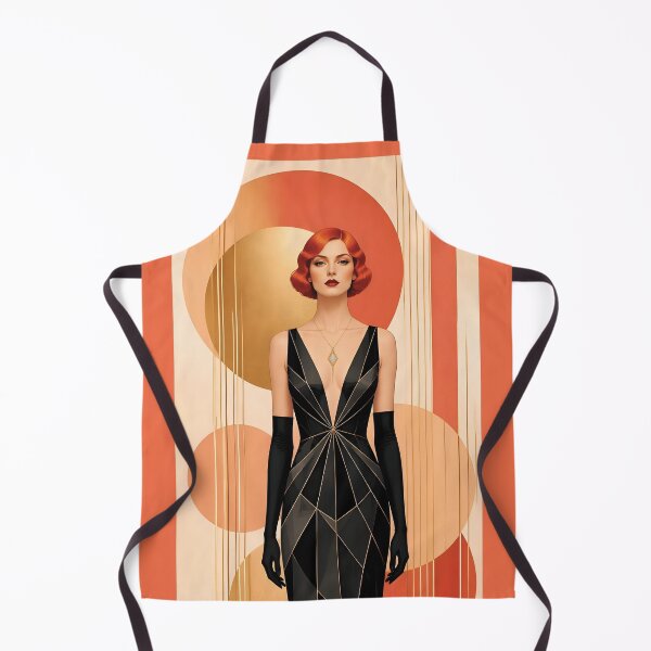 Item preview, 1920s Flapper Woman with orange red hair in Modern Minimalist Art Style with orange variation 2 designed and sold by Lucia Amaris Art.