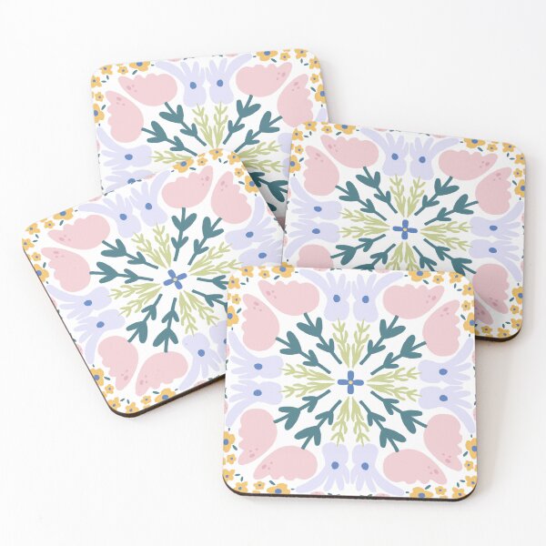 Item preview, Light Folk Floral Tile White — Blue Lemon Studio Original Illustration designed and sold by BluelemonStudio.