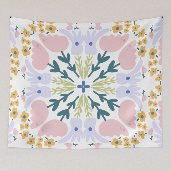 Item preview, Light Folk Floral Tile White — Blue Lemon Studio Original Illustration designed and sold by BluelemonStudio.