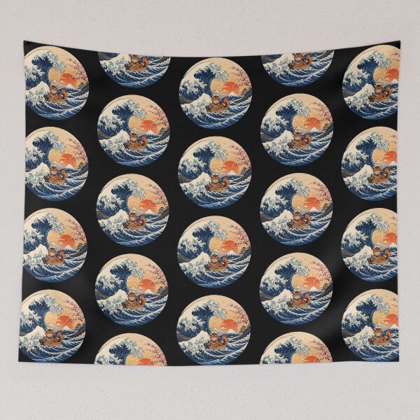 Item preview, Funny Somali Cat Captain Japanese Kanagawa Wave Japan Boat Mom Dad Kids designed and sold by FurryHavenPH.