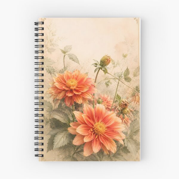 Item preview, Peach Dahlia Elegance – Botanical Flow Collection designed and sold by Violafleurviolett.