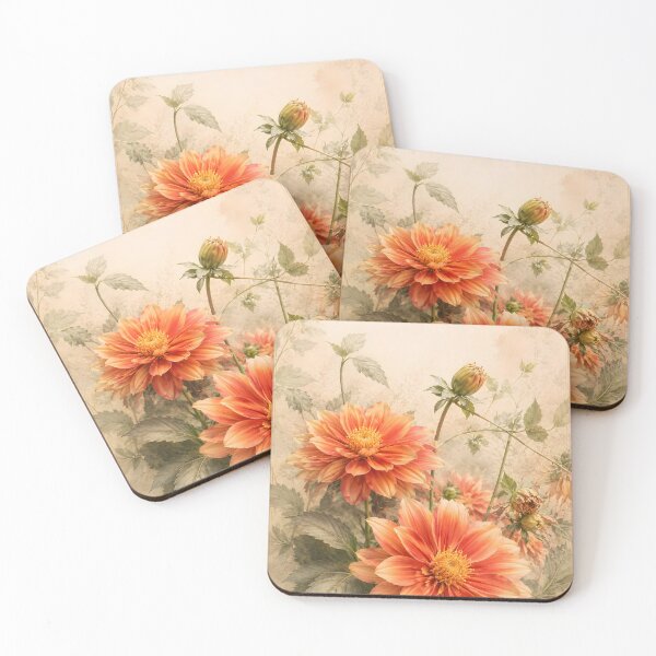 Item preview, Peach Dahlia Elegance – Botanical Flow Collection designed and sold by Violafleurviolett.