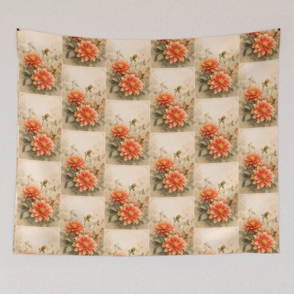 Item preview, Peach Dahlia Elegance – Botanical Flow Collection designed and sold by Violafleurviolett.