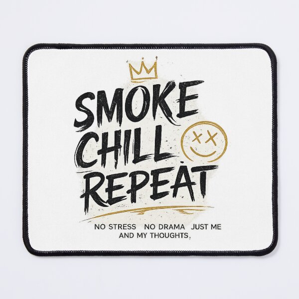 Item preview, Smoke Chill Repeat Vintage Typography Quote Graphic Tee designed and sold by T-ShirtTerrace.