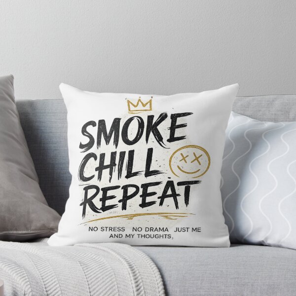 Item preview, Smoke Chill Repeat Vintage Typography Quote Graphic Tee designed and sold by T-ShirtTerrace.