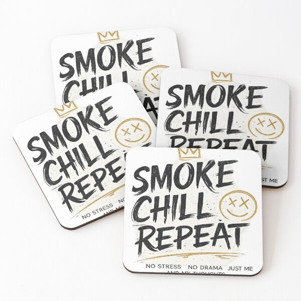 Item preview, Smoke Chill Repeat Vintage Typography Quote Graphic Tee designed and sold by T-ShirtTerrace.