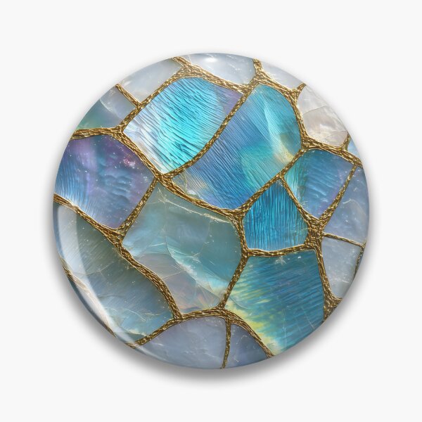 Item preview, Blue Mother of Pearl Mosaic Art | Iridescent Shell Abstract | Coastal Luxury Marble Design designed and sold by happywkndclub.