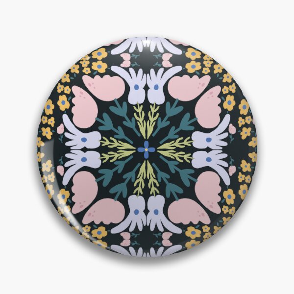 Item preview, Dark Folk Floral Tile Black — Blue Lemon Studio Original Illustration designed and sold by BluelemonStudio.