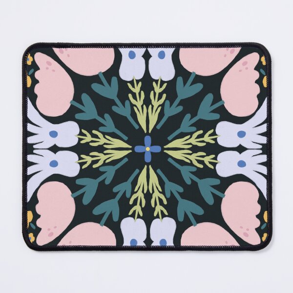 Item preview, Dark Folk Floral Tile Black — Blue Lemon Studio Original Illustration designed and sold by BluelemonStudio.