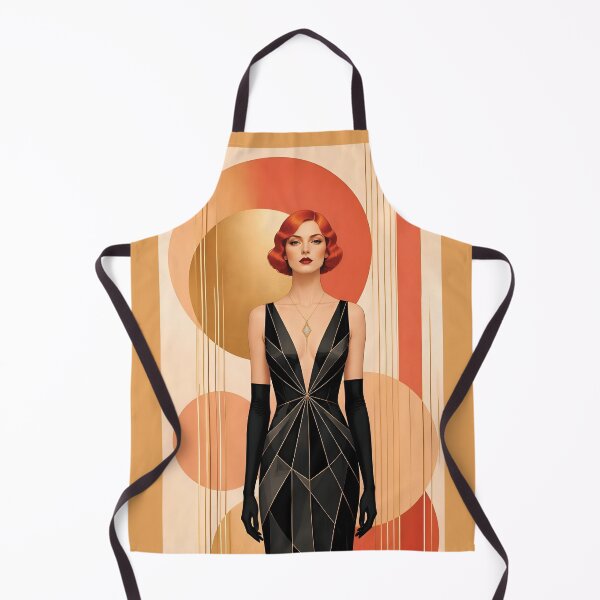 Item preview, 1920s Flapper Woman with orange red hair in Modern Minimalist Art Style with orange variation 3 designed and sold by Lucia Amaris Art.
