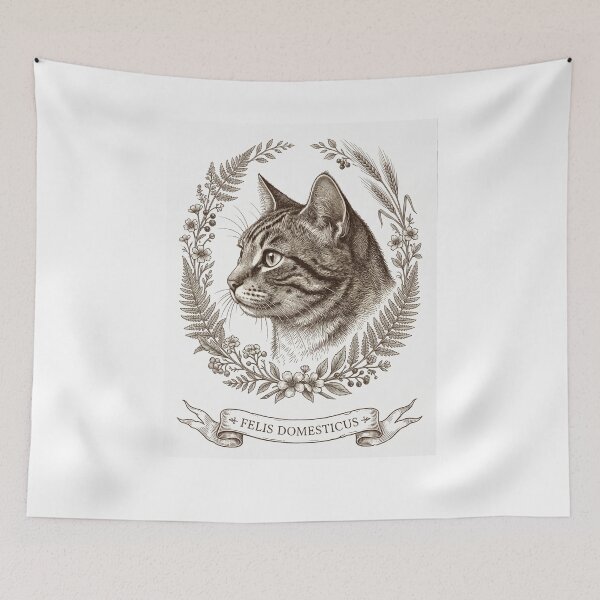 Item preview, Vintage Botanical Cat Sticker – Antique Tabby Art designed and sold by ravikiran2195.