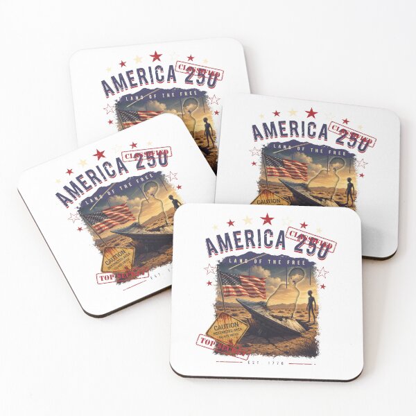 Item preview, America 250 Alien Area 51 Roswell Conspiracy Vintage Patriotic 1776-2026 Design v2 designed and sold by DarylWelsh2024.