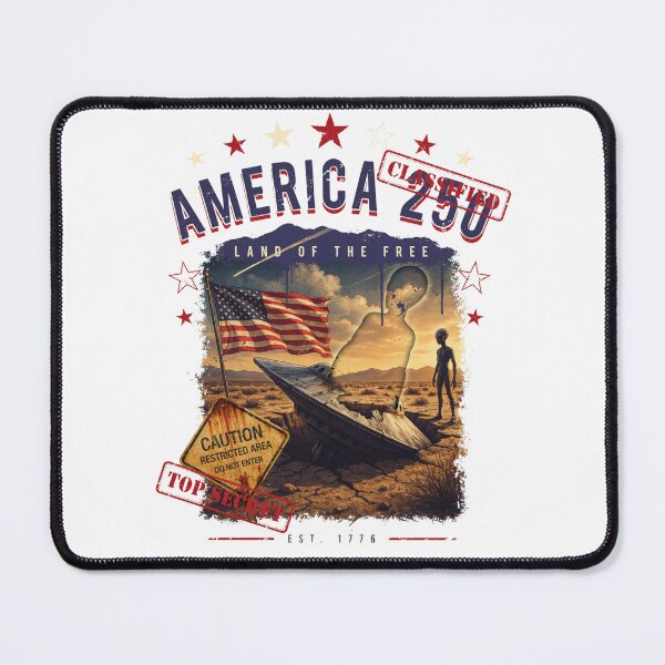 Item preview, America 250 Alien Area 51 Roswell Conspiracy Vintage Patriotic 1776-2026 Design v2 designed and sold by DarylWelsh2024.