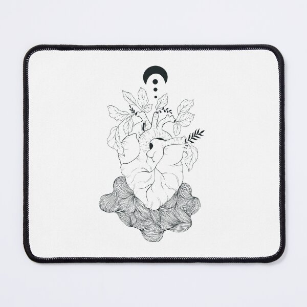 Item preview, Anatomical heart with nature elements with surreal lines and a moon designed and sold by ArtedeSer.