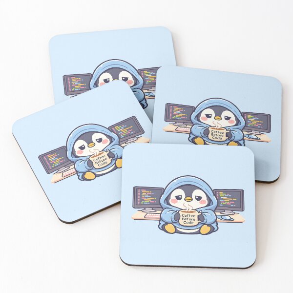 Item preview, Coffee Before Code Cute Penguin Programmer Shirt designed and sold by dreephic22.