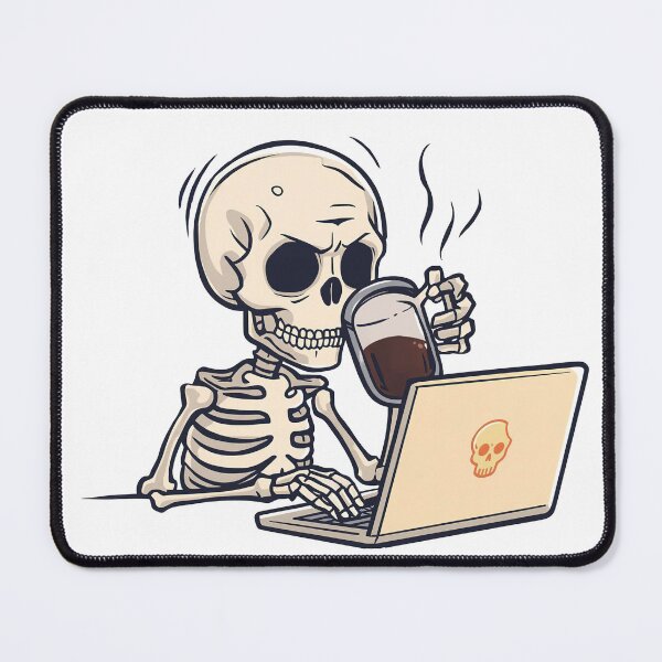 Item preview, Funny Caffeinated IT Programmer Skeleton working on Laptop designed and sold by Foxiquie | Creative Sticker Studio.