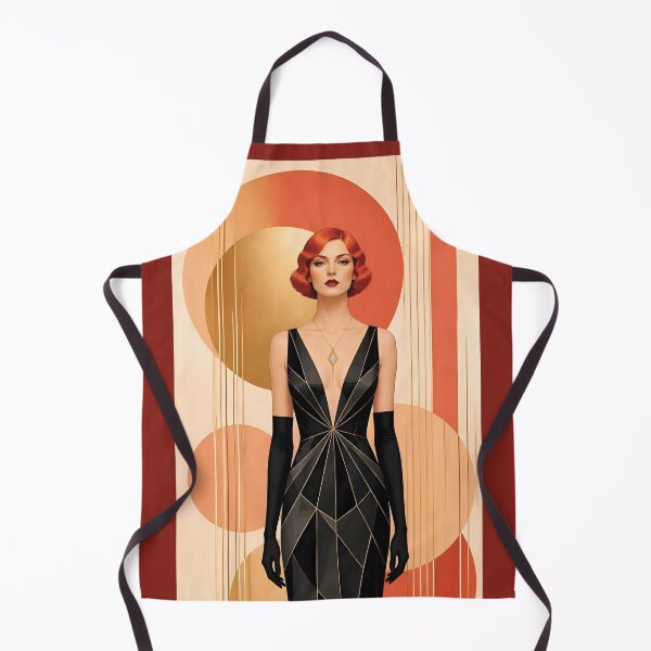 Item preview, 1920s Flapper Woman with orange red hair in Modern Minimalist Art Style with orange variation 4 designed and sold by Lucia Amaris Art.