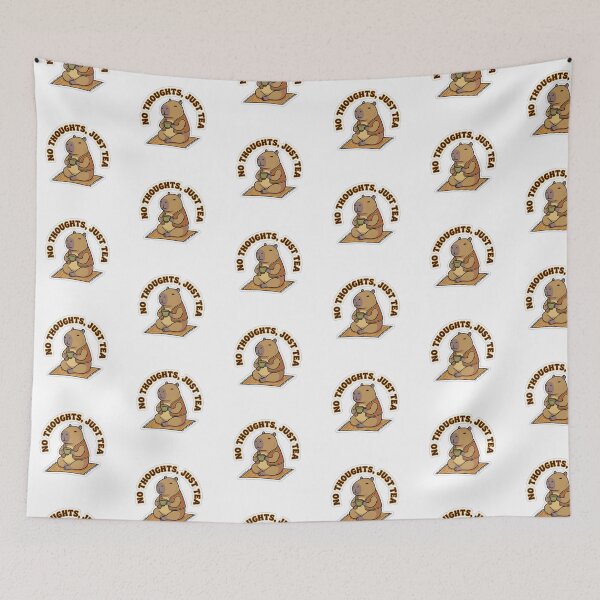 Item preview, No Thoughts Just Tea Cute Capybara Sticker designed and sold by yanejoy.