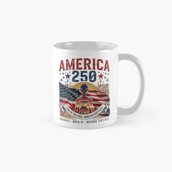 Item preview, America 250 Alien Area 51 Roswell Conspiracy Vintage Patriotic 1776-2026 Design v4 designed and sold by DarylWelsh2024.