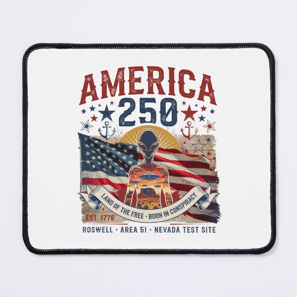 Item preview, America 250 Alien Area 51 Roswell Conspiracy Vintage Patriotic 1776-2026 Design v4 designed and sold by DarylWelsh2024.