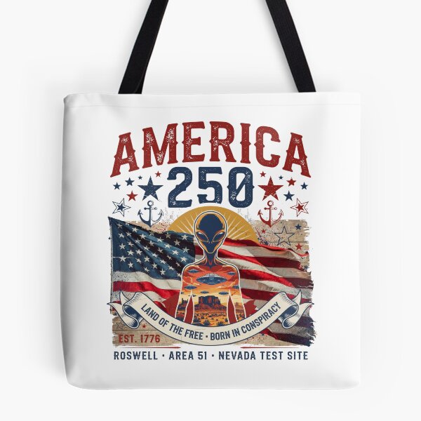 Item preview, America 250 Alien Area 51 Roswell Conspiracy Vintage Patriotic 1776-2026 Design v4 designed and sold by DarylWelsh2024.