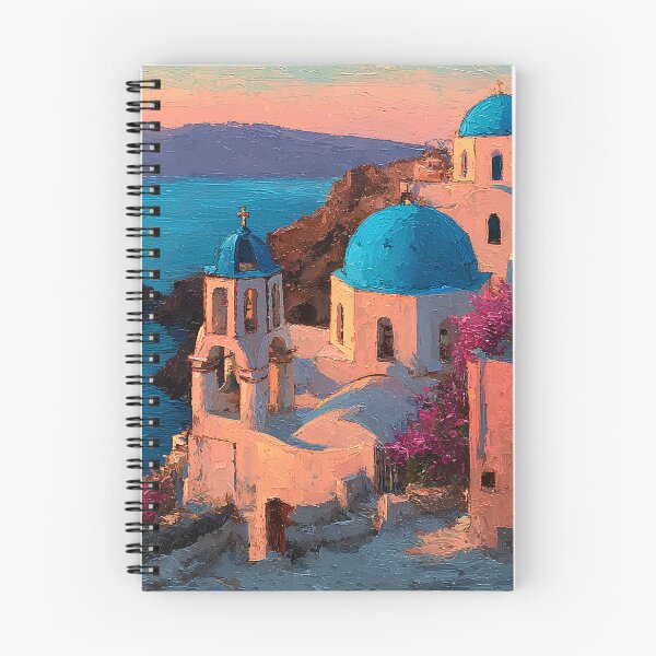 Item preview, Santorini Blue Domes at Golden Hour designed and sold by daila70.