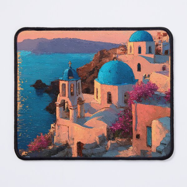 Item preview, Santorini Blue Domes at Golden Hour designed and sold by daila70.