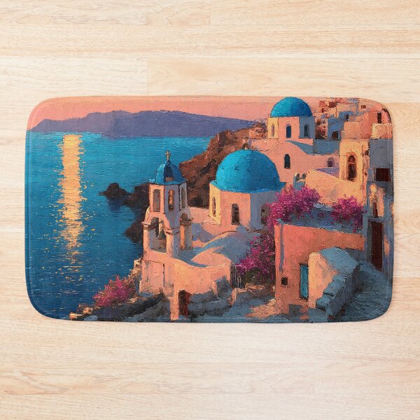Item preview, Santorini Blue Domes at Golden Hour designed and sold by daila70.