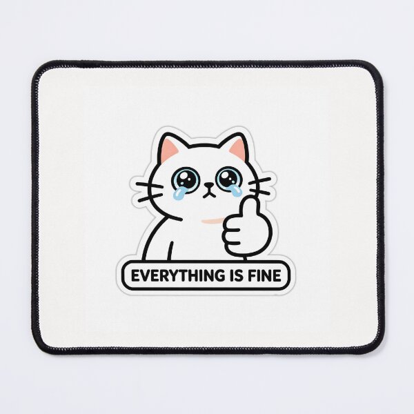 Item preview, Im Fine Crying Cat Thumbs Up Burnout Sticker designed and sold by yanejoy.