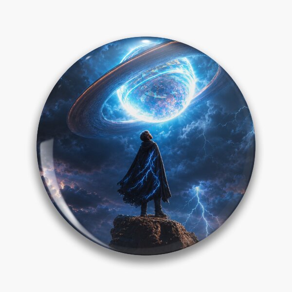 Item preview, The Storm Watcher – Epic Cosmic Fantasy Game Art | Lightning Planet Sci-Fi Landscape designed and sold by ustylelab.