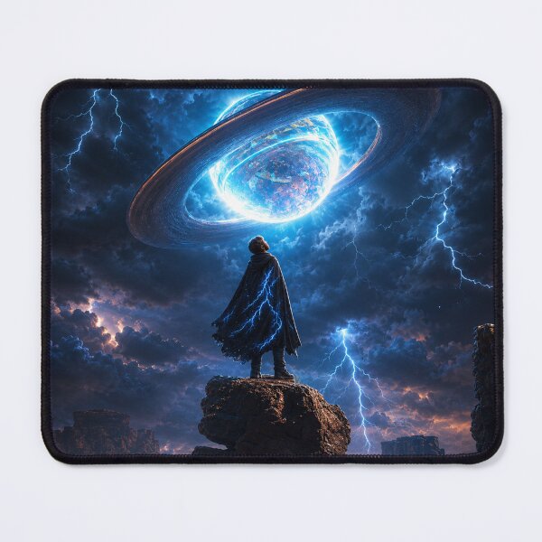 Item preview, The Storm Watcher – Epic Cosmic Fantasy Game Art | Lightning Planet Sci-Fi Landscape designed and sold by ustylelab.
