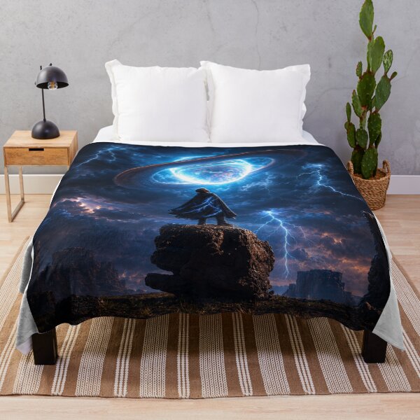 Item preview, The Storm Watcher – Epic Cosmic Fantasy Game Art | Lightning Planet Sci-Fi Landscape designed and sold by ustylelab.