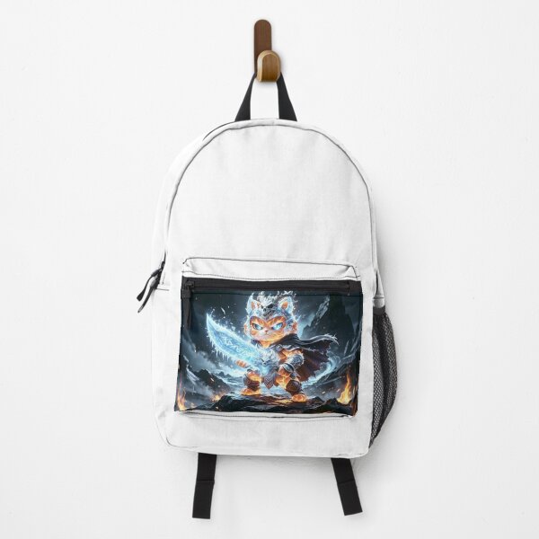Item preview, The Frost-Forged Hero - Mythical Orange Cat Warrior Fantasy Art designed and sold by ABYSSLAB.