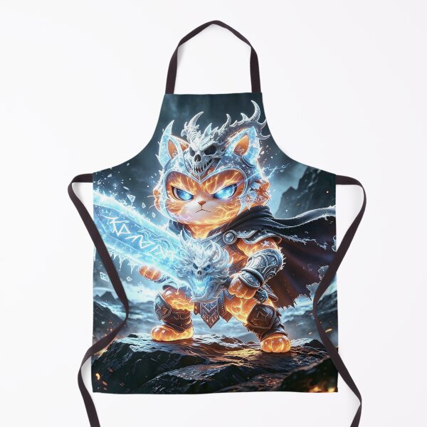 Item preview, The Frost-Forged Hero - Mythical Orange Cat Warrior Fantasy Art designed and sold by ABYSSLAB.